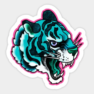 Teal blue tiger Sticker